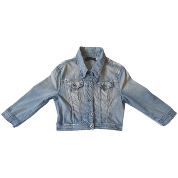 Please Jackets & Blazers - Size L 12 Designer Cropped Distressed Denim & Lace Jacket